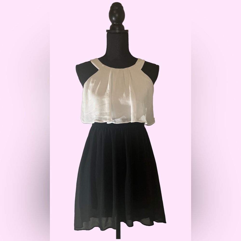 Chiffon Dress in Black and White  - BCX Girl